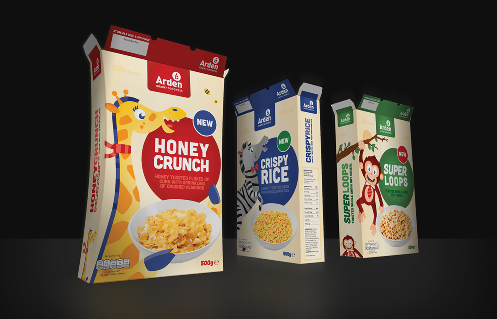 Picture of cereal boxes created on Arden Software Impact CAD